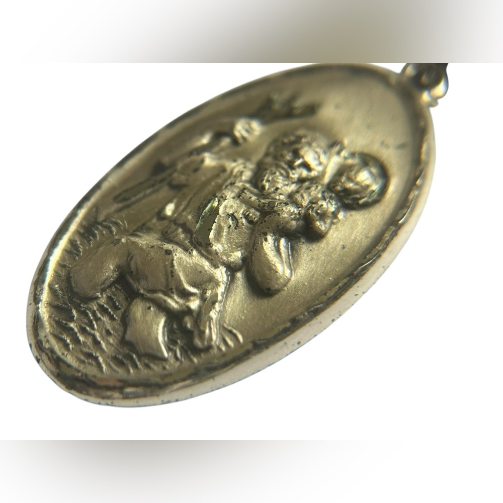 CREED STERLING Silver St Christopher Medal On Chain Necklace 1.5” Religious